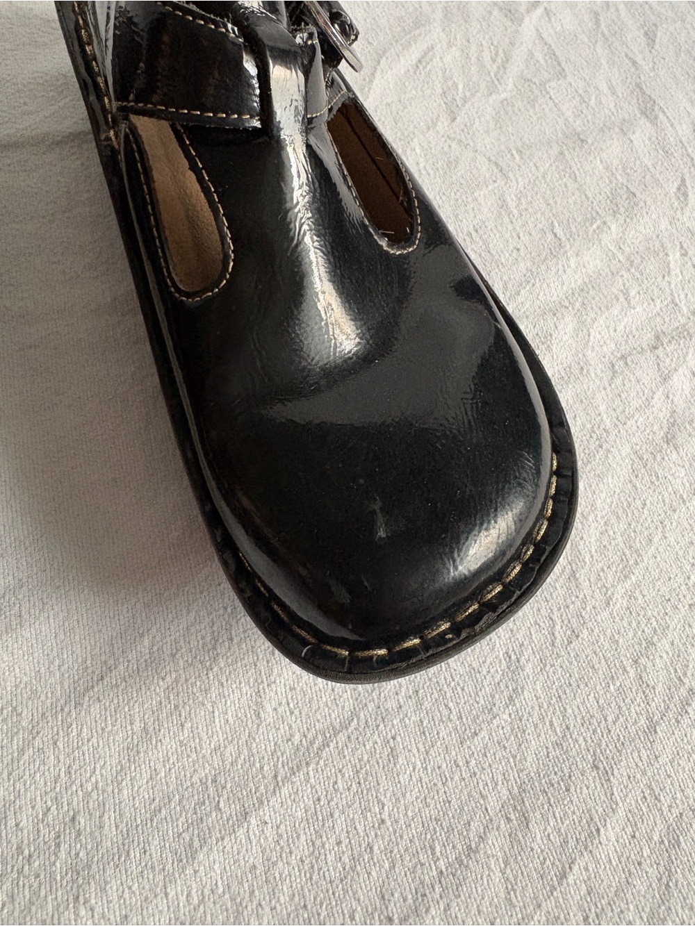 Alegria Black Patent Moccasin Clogs with Buckle - Picture 15 of 15